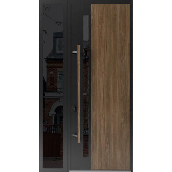 Vdomdoors Steel Door Dekton 0163 Venezia Noce 96”/ Side Exterior Window Sidelite Entry Door Painted W36+14x DEKTON0163EXD-VEN-W36+14xH96-RH-I - main