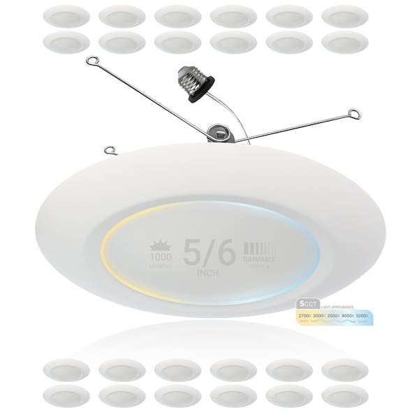 Nuwatt 5/6 Inch LED Disk Lights Can Lights or Surface Mount Disk Downlights, 2700K-5000K, 1100LM, 24PK NW-R-DSK-6-15W-5CT-24P - main