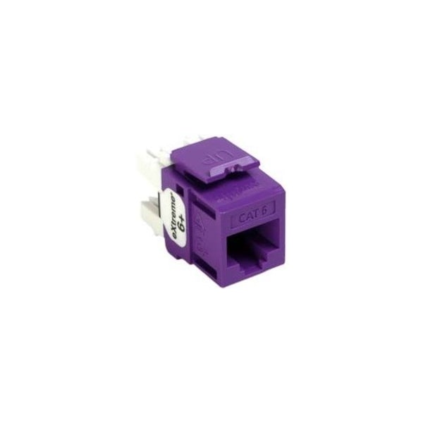 Leviton 1-Port Mod Jack 110 8W8P Utp, T568A/B Cat6 Quickport, Extreme 6+ Prpl 61110-RP6 - main