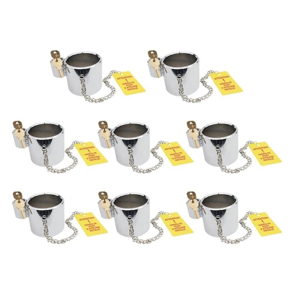 Mytee Products Heavy-Duty Steel 5th Wheel Hitch King Pin Lock Keyed Alike w/Warning Tag, 8PK MP-KPL-KEYEDx8 - main
