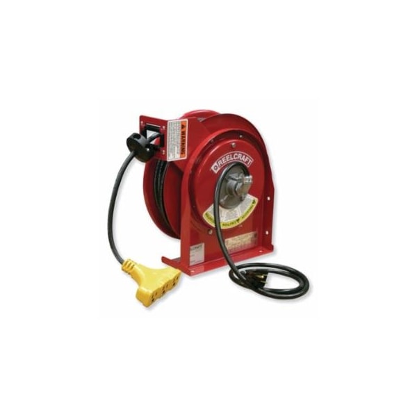 Reelcraft L 4000 Series Light and Power Cord Reel, 12/3 AWG, 15 A, 45 ft Cord, Triple Tap 523-L45451239 - main