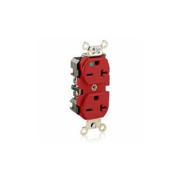 Leviton Straight Blade Receptacle, 6-20R, 20 A, 250V AC, 2 Pole, 3 Wire, Flush Mount, Grounded 8400-R - main