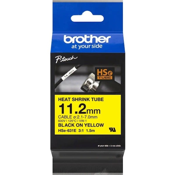 Brother SleeveLabel, Yellow, Polyolefin, 15/32inW HSE631EG - main