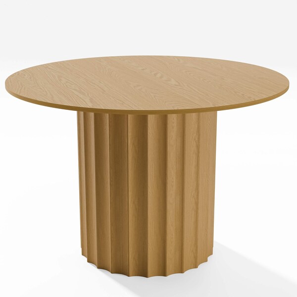 Homeroots 46" Brown Solid Wood Pedestal Base Round Top Dining Table 720994 - main