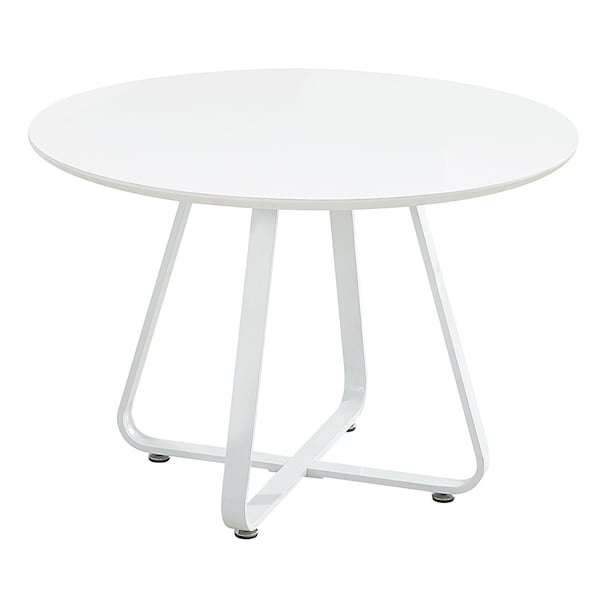 Homeroots 43" White Wood and Metal Sled Base Round Top Dining Table 555143 - main