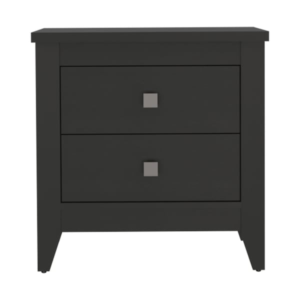 Homeroots 24" Black Wood Two Drawer Nightstand 478276 - main