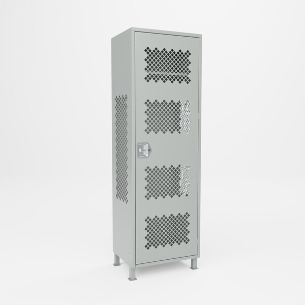 Pucel Athletic Gear Locker, 24 in W x 72 in H x 18 in D, Perforated Door, 4 in Legs, Gray GL-2472-18-DL - main