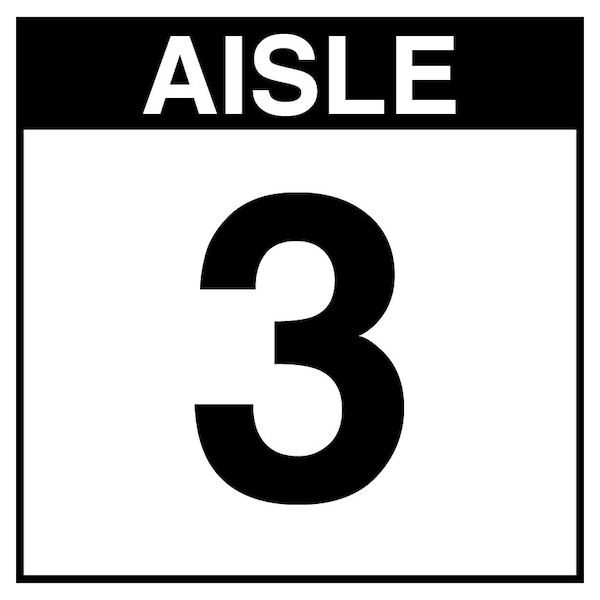 5S Supplies Warehouse Aisle 3 Sign - 8in x 8in - SINGLE - BRKT - PVC AISLE3-8X8-SINGLE-BRKT - main