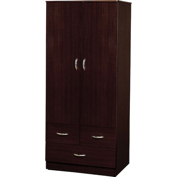 Homeroots 32" Espresso Manufactured Wood Three Drawer Gentlemans Chest 286525 - main