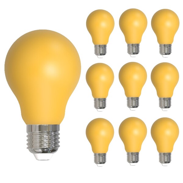 Bulbrite 25-Watt Equivalent Ceramic Yellow Color A19 Weatherproof Outdoor E26 Medium BaseLED Light Bulb, 10PK 862314 - main