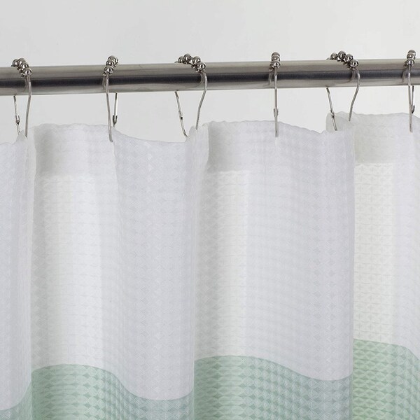 Homeroots 72" White And Green Striped Shower Curtain 484078 - main