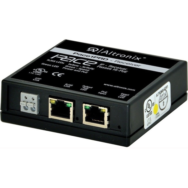 Altronix PoE Extender, 3-1/2" W, 1 Cam. Input, Blk PACE1PRD - main