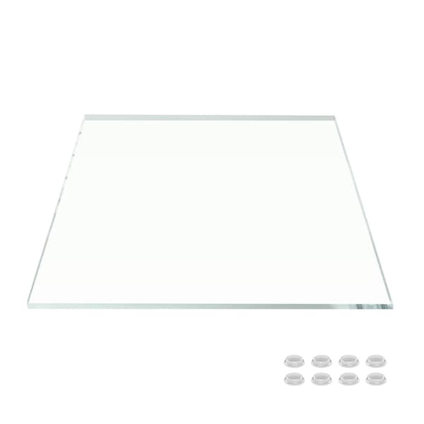 Fab Glass And Mirror 24in Square Ultra Clear Glass Table Top, Flat Edge, Low Iron Extra Clear Tempered Glass 1/4 LI-24SQ6THFL - main