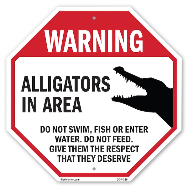 Signmission Warning Alligators in Area Do Not S, 10 Inch X 10 Inch, Aluminum Metal Signs OC-A-10-339 - main