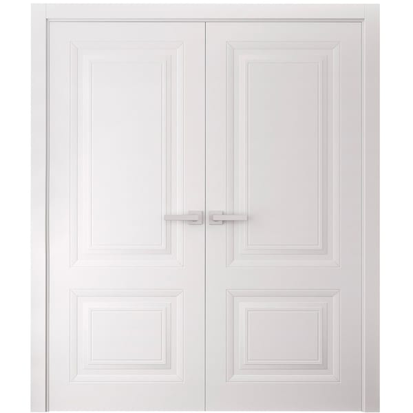 Sartodoors Interior Double Doors 36 x 80 inches, BASIC 9422 White, Wood Interior Solid Panel Frame, Closet B BASIC9422DD-SKIN-36 - main