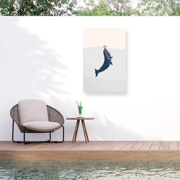 Trademark Fine Art Outdoor Canvas Art Menina Lisboa 'Blue Whale Sailing Boat' Wall Art for Patios, or Gardens 1X27901-OC2232WR - main