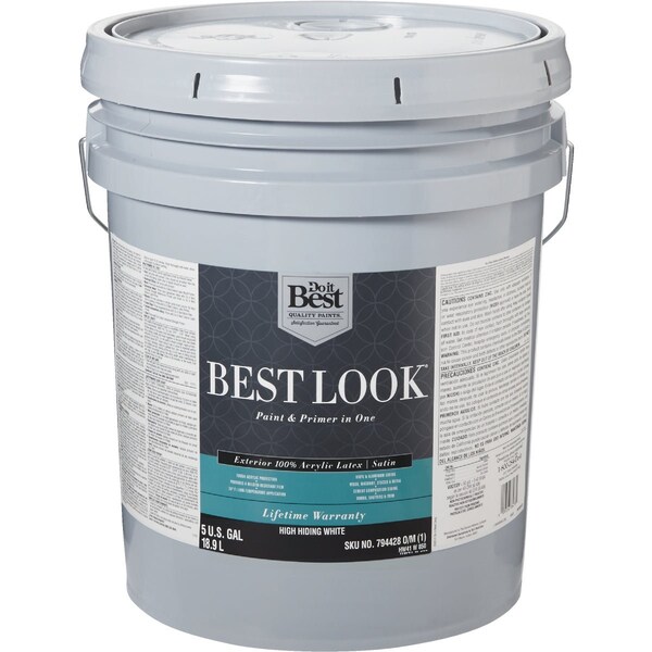 Do It Best 100% Acrylic Latex Premium Paint & Primer In One Satin Exterior House Paint High Hiding Wht 5 Gal. HW41W0850-20 - main