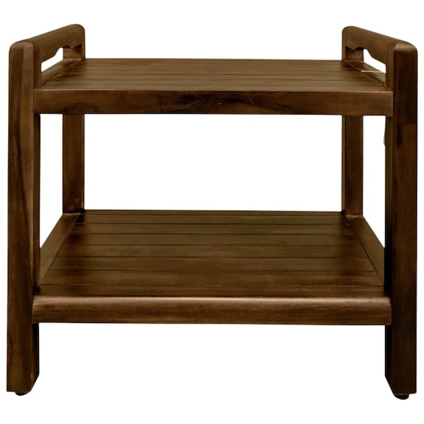 Homeroots 25" X 24" Dark Brown Solid Wood Rectangular Shower Bench With Shelf 383311 - main