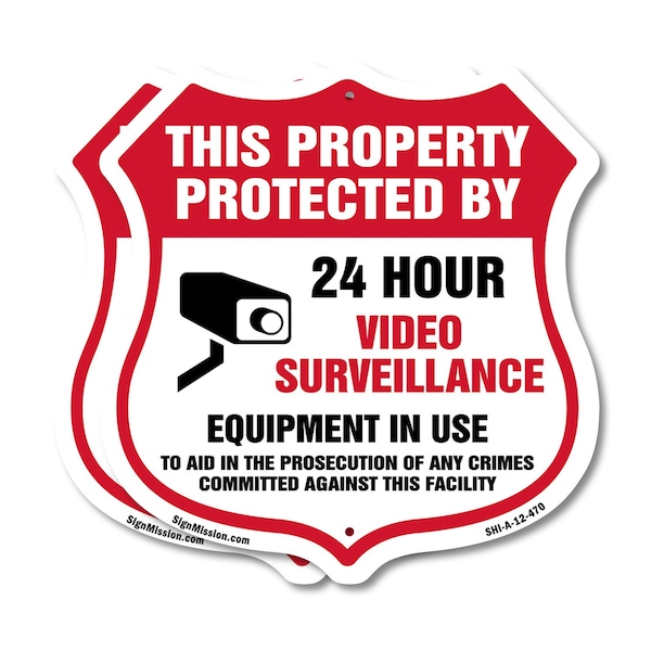 Signmission Video Surveillance Shield Sign This Prop, 12 inch X 12 inch, Plastic Sign, 2PK SHI-P-2PACK-12-470 - main