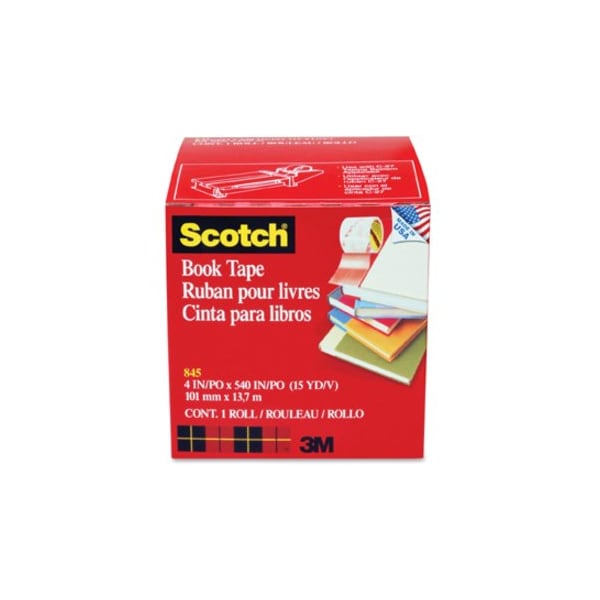 Scotch Book Tape, 3" Core Size, 4" x 15 Yards, Clear 8454 - main