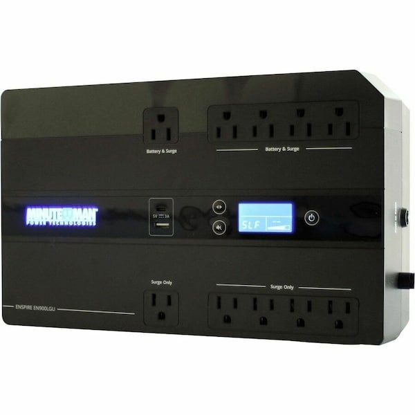 Minuteman Enspire Series Standby UPS 900VA 5-Battery & 5-Surge LCD USB Chargers EN900LGU - main