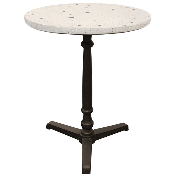 Homeroots 24" Ivory And Black Stone And Iron Round Bistro Dining Table 488591 - main