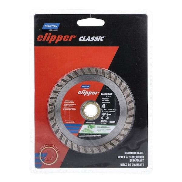 Norton Clipper Clipper Classic 07660702792 General-Purpose Dry Turbo Rim Portable Blade, 4 in W, Diamond 7660702792 - main