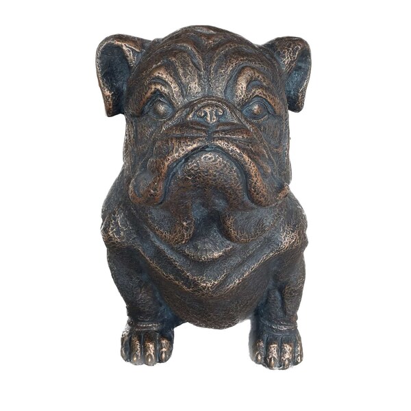 Homeroots 16in Antiqued Bronze Bulldog Outdoor Statue 523599 - main