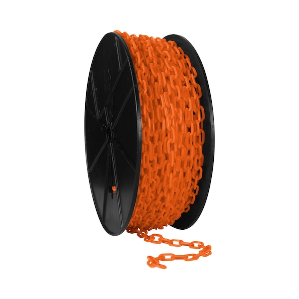Mr. Chain 3/4" x 200' Safety Orange Plastic Safety Chain - Reel 00112 - main