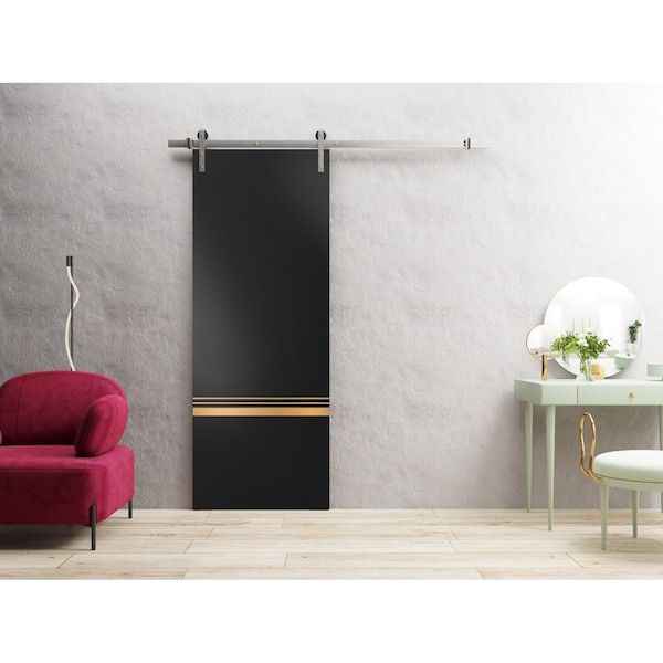 Sartodoors Sturdy Barn Door with Hardware Planum 2010 Black Solid Core Modern Interior PLANUM2010BD-S-BLK-18 - main