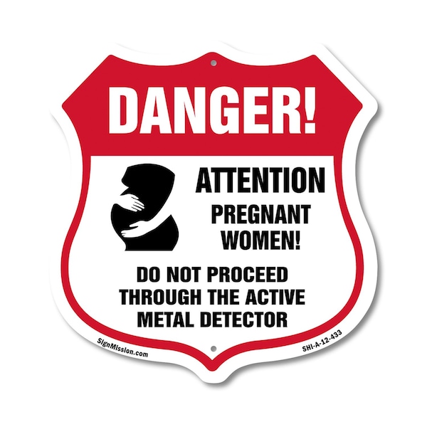 Signmission Pregnant Women Shield Sign Danger! Atten, 12 Inch X 12 Inch, Aluminum Metal Sign SHI-A-12-433 - main