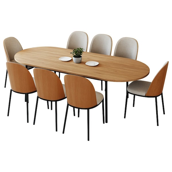 Leisuremod 82.7 in W, 29.5 in L, Manufactured Wood/Steel/Velvet, Natural Wood/Beige TT84-CNW18-BG - main