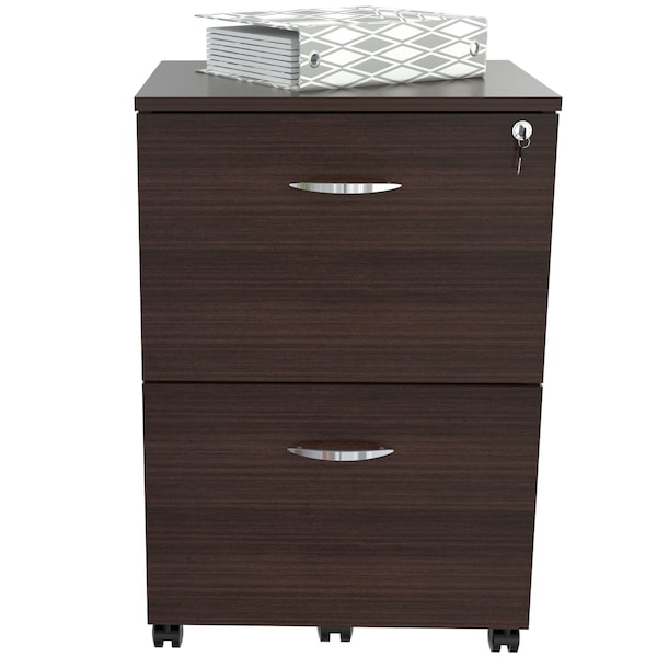 Homeroots Espresso Finish Wood Rolling Filing Cabinet 249815 - main