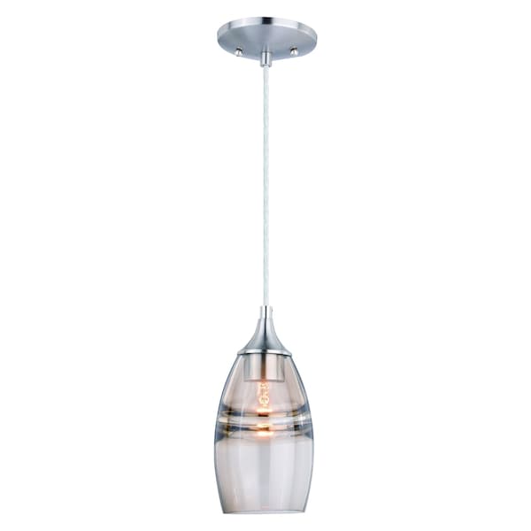 Vaxcel Milano Satin Nickel Mini Pendant Ceiling Light Amber Fog Glass P0276 - main