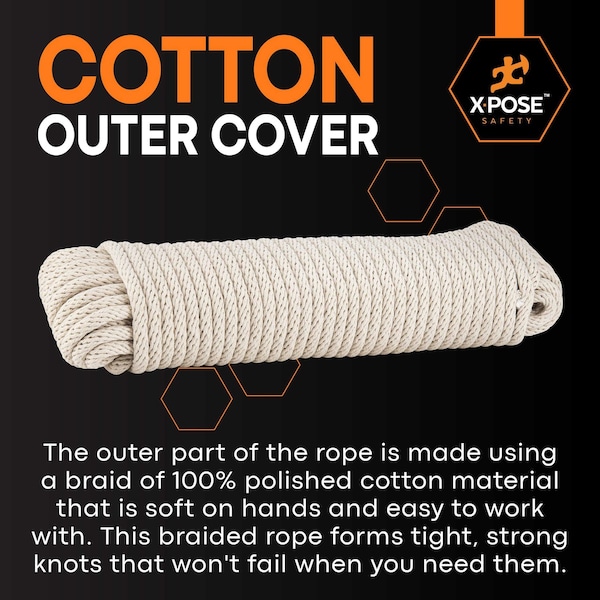 Xpose Safety White Braided Sash Cord 3/16in x 100ft, 6PK WSC316-100-6-X-S - main