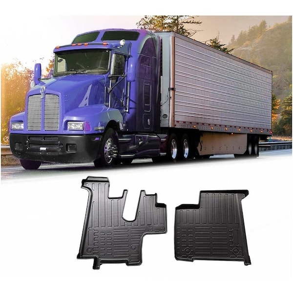 Mytee Products Semi Truck Black Floor Mats Liners Fits T600, T660, T800, W900 -2Pcs MAT-KW2P-5D1121 - main