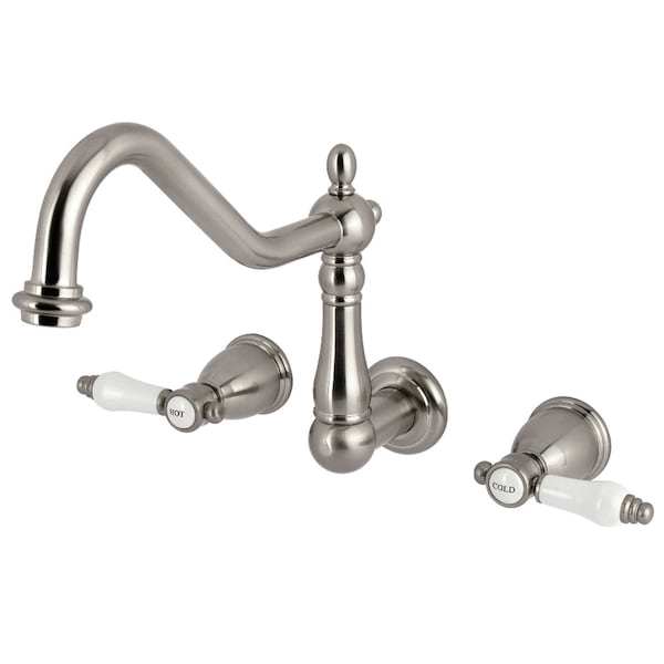 Kingston Brass Two-Handle Wall Mount Tub Faucet, Brushed Nickel KS1028BPL - main
