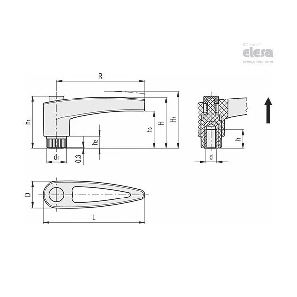 Elesa Brass boss, threaded hole, MRT.42-B-M5-C1 MRT-B - main