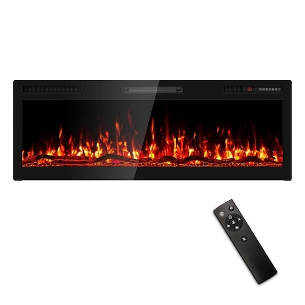 Edendirect 36 in. Wall Mount Metal Smart Electric Fireplace in Black, 4.33 in. Width, 2-Heating Settings, Remote ZR-WE-36 - main