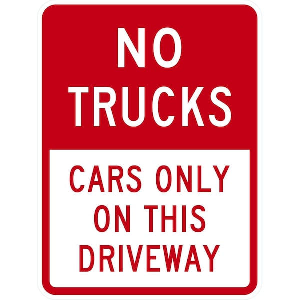 Lyle No Trucks Cars Only On This Driveway, 18x24, Non-Reflective, White G-10960-NA_18x24 - main