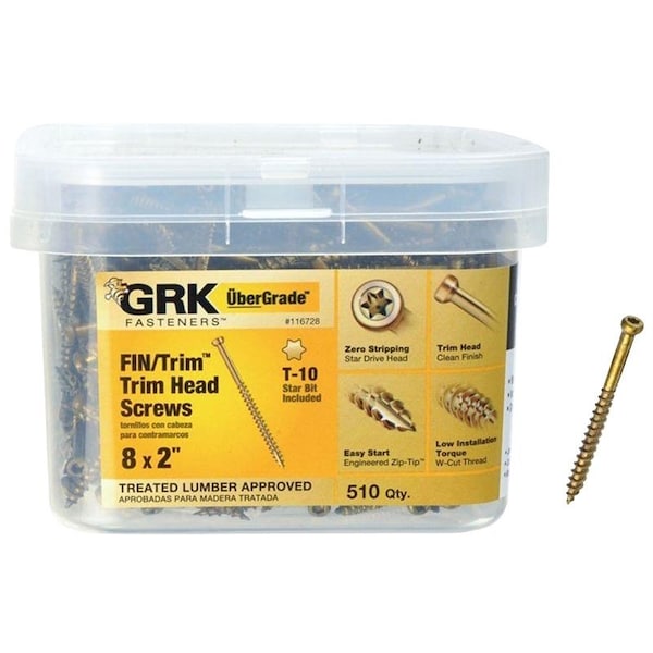 Grk Fasteners Deck Screw, #8 x 2 in, Steel, Torx Drive 116728 - main