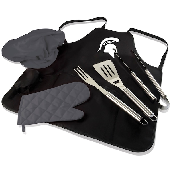 Picnic Time Family Of Brands NCAA Michigan State Spartans BBQ Apron Tote Pro Grill Set, Heavy Duty BBQ Apron For Men 635-88-179-354-0 - main
