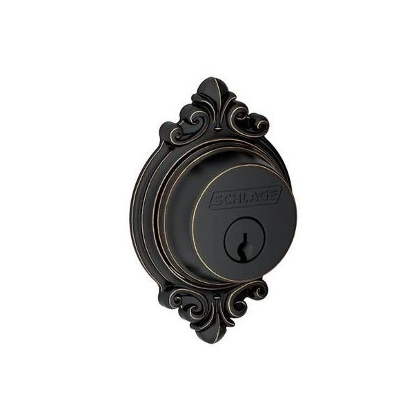 Schlage Residential Brookshire Single Cylinder Deadbolt C Keyway with 12287 Latch and 10116 Strike Aged Bronze Finish B60BRK716 - main