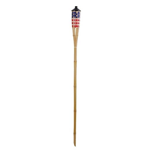 Seasonal Trends Stars and Stripes Bamboo Torch, 354 in H, Bamboo, Fiberglass, and Metal, Red, White, Blue Y2570 - main