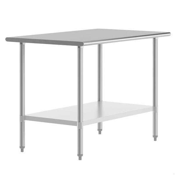 Flash Furniture Reese 30x48 Portable Work Table, Stainless Steel Top Shelf and Adjstbl Glvnzd Steel Undershelf NH-WT-3048-GG - main