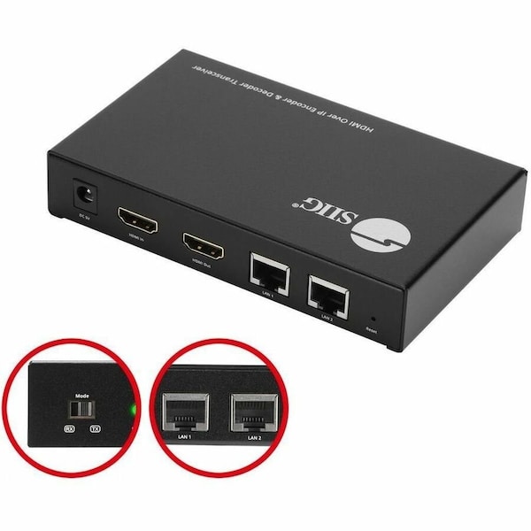 Siig AVPRO HDMI OVER IP ENCODER & DECODER TRANSCEIVER, TX/RX MODE SWITCHING, CASCADIN CE-H27P11-S1 - main