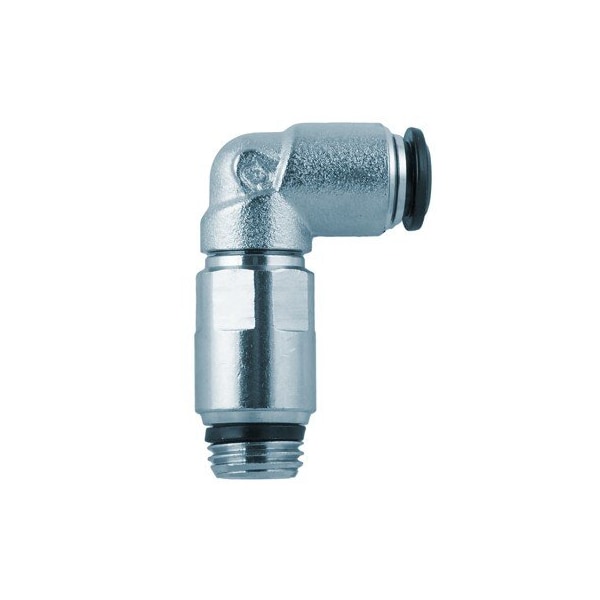Usa Industrials Push to Connect Tube Fitting, Nickel Plated Brass w/ Plastic Release Ring, Male L Elbow ZUSA-TF-PTC-NPBR-122 - main