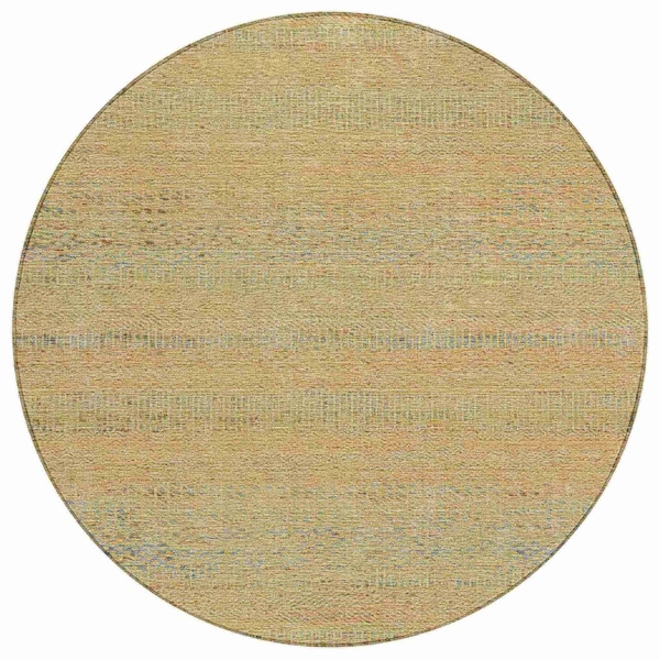 Homeroots 8' Beige And Taupe Round Striped Washable Indoor Outdoor Area Rug 615652 - main
