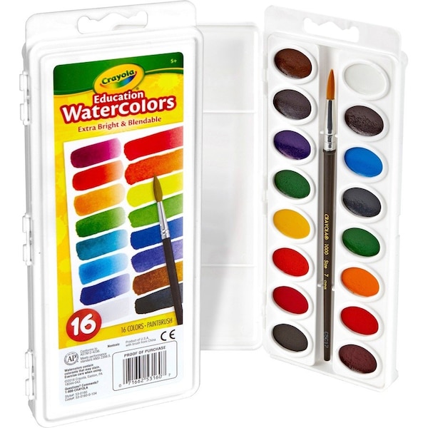 Crayola Education WaterColors, Oval Pans, 16 Colors 530160 - main