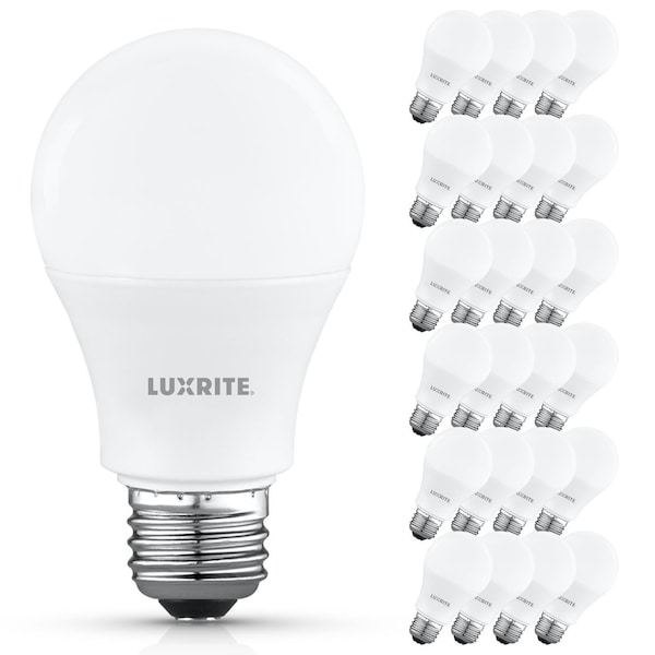 Luxrite A19 LED Light Bulb 60 Watt Equivalent, Non-Dimmable, 4000K Cool White, 800LM, Standard LED, 24PK LR21533 - main